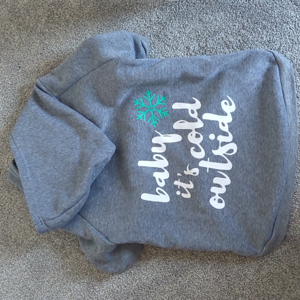 Dog sweatshirt, XL. "Baby it's cold outside"